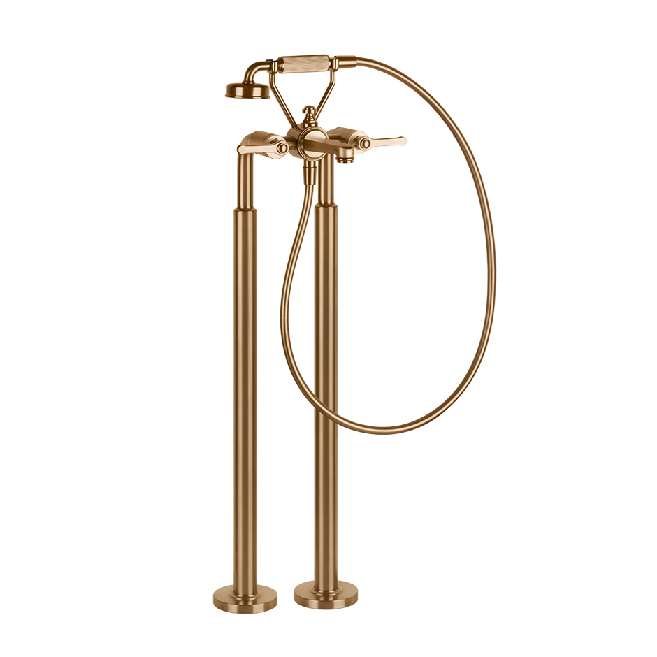 Gessi Venti20 Freestanding Bath Mixer (Includes In-Wall Body) - Warm Bronze Brushed PVD PF65099+65128-726