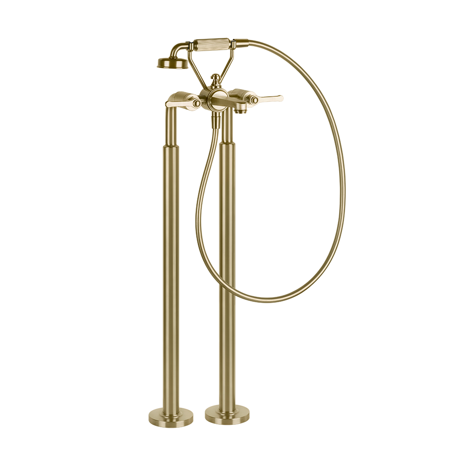 Gessi Venti20 Freestanding Bath Mixer (Includes In-Wall Body) - Brass Brushed PVD PF65099+65128-727