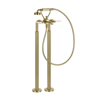 Gessi Venti20 Freestanding Bath Mixer (Includes In-Wall Body) - Brass Brushed PVD PF65099+65128-727