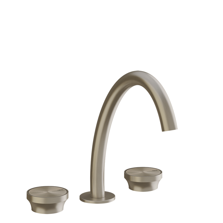 Gessi Origini Three-Piece Medium Basin Tap Set (No Waste) - Finox Brushed Nickel PF66014-149