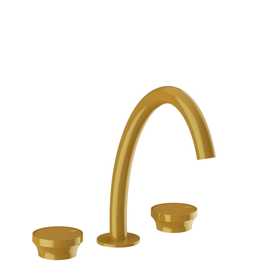 Gessi Origini Three-Piece Medium Basin Tap Set (No Waste) - Glossy Ocra PF66014-277