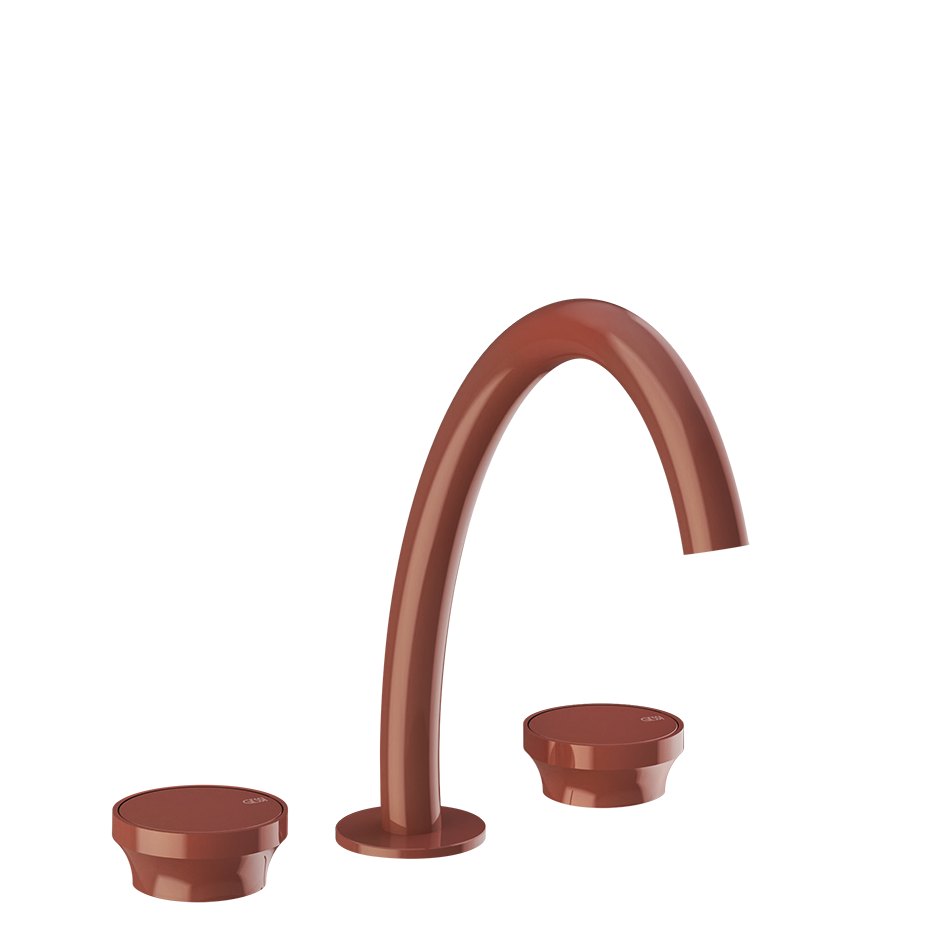 Gessi Origini Three-Piece Medium Basin Tap Set (No Waste) - Glossy Coral PF66014-278