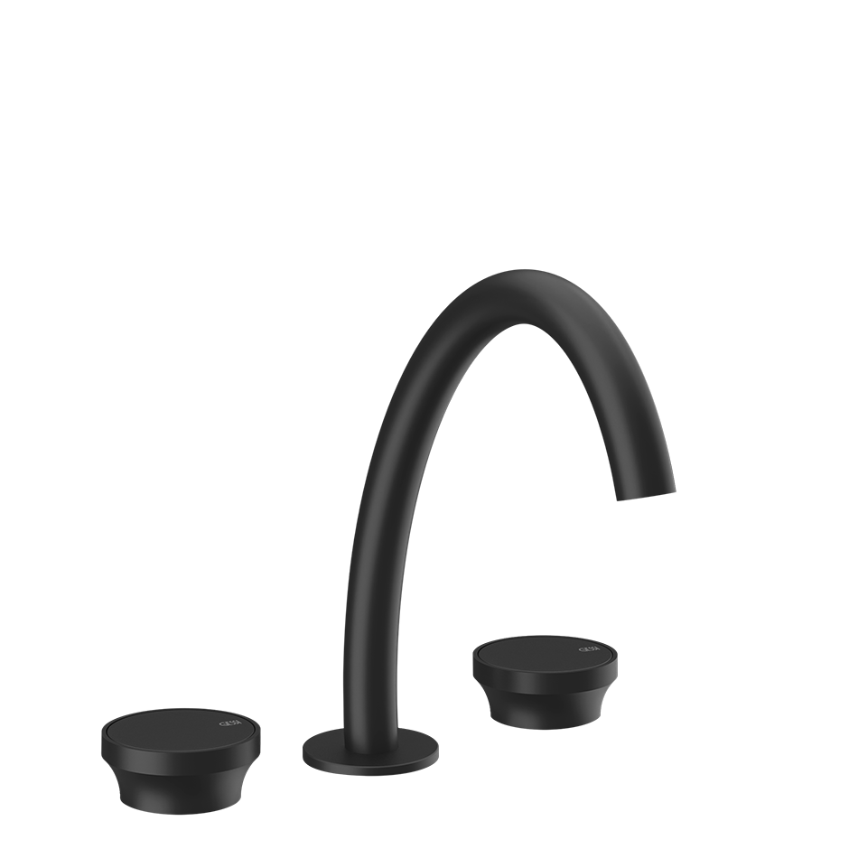 Gessi Origini Three-Piece Medium Basin Tap Set (No Waste) - Matte Black PF66014-299