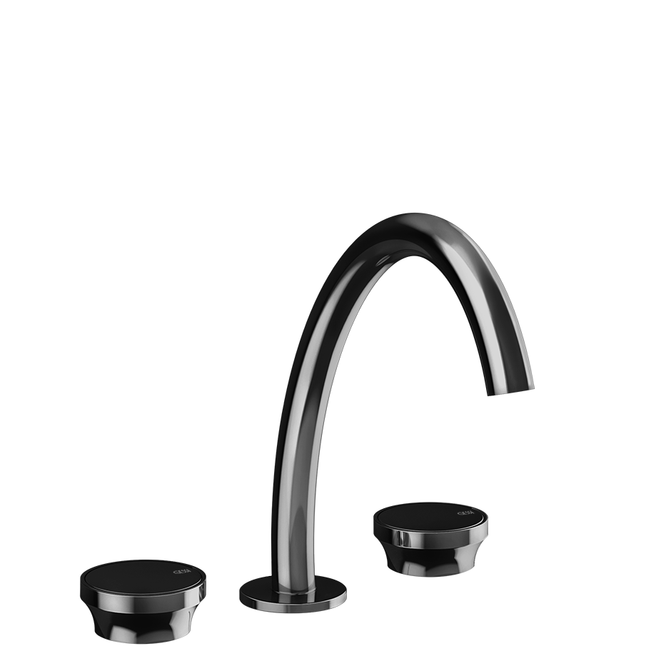 Gessi Origini Three-Piece Medium Basin Tap Set (No Waste) - Black Metal PVD PF66014-706