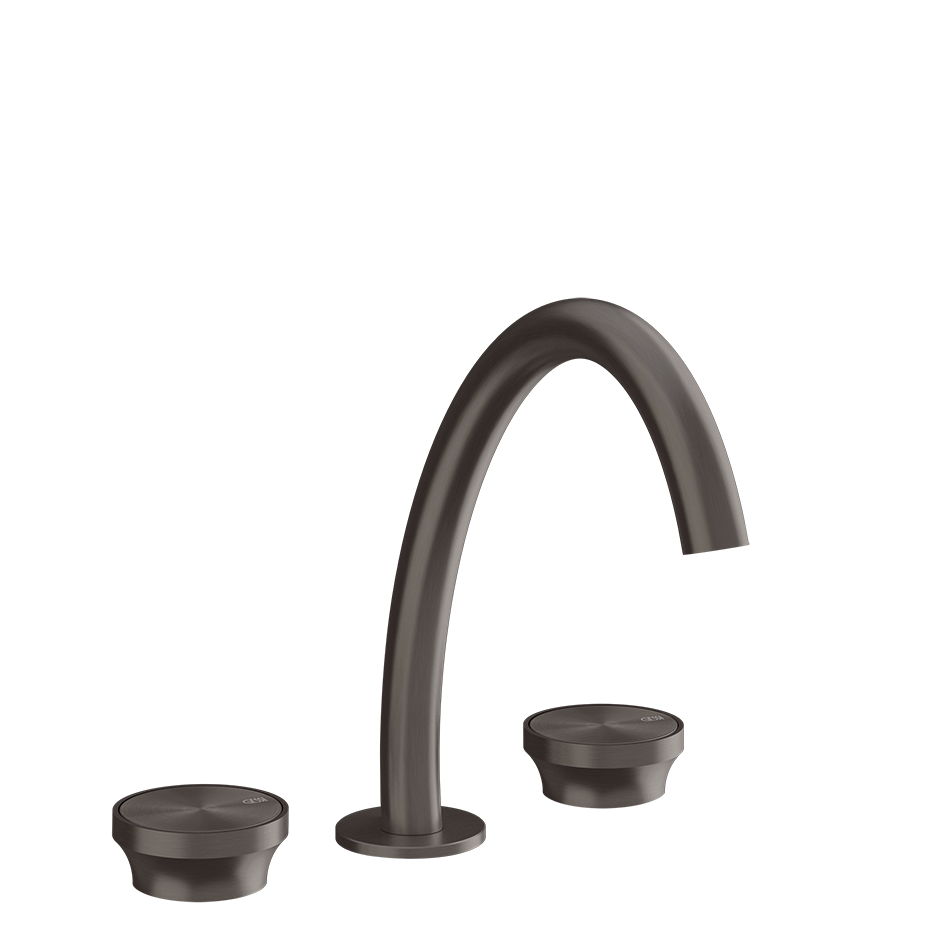 Gessi Origini Three-Piece Medium Basin Tap Set (No Waste) - Black Metal Br. PVD PF66014-707