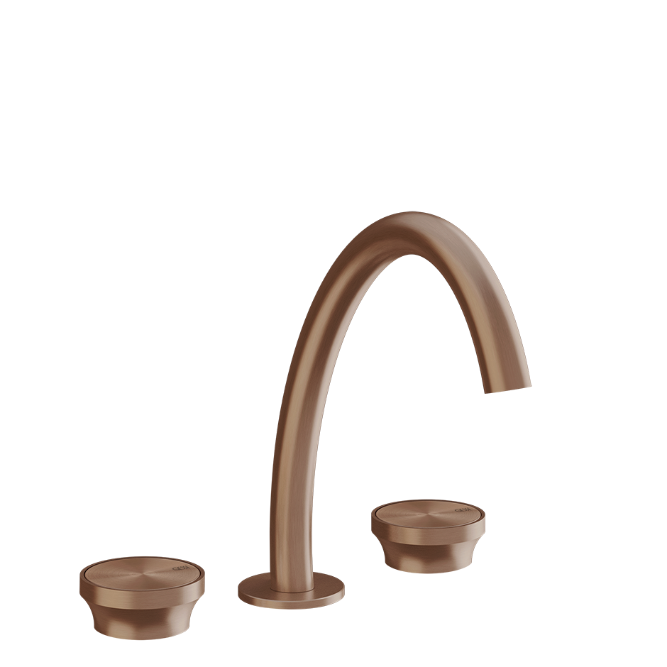 Gessi Origini Three-Piece Medium Basin Tap Set (No Waste) - Copper Brushed PVD PF66014-708