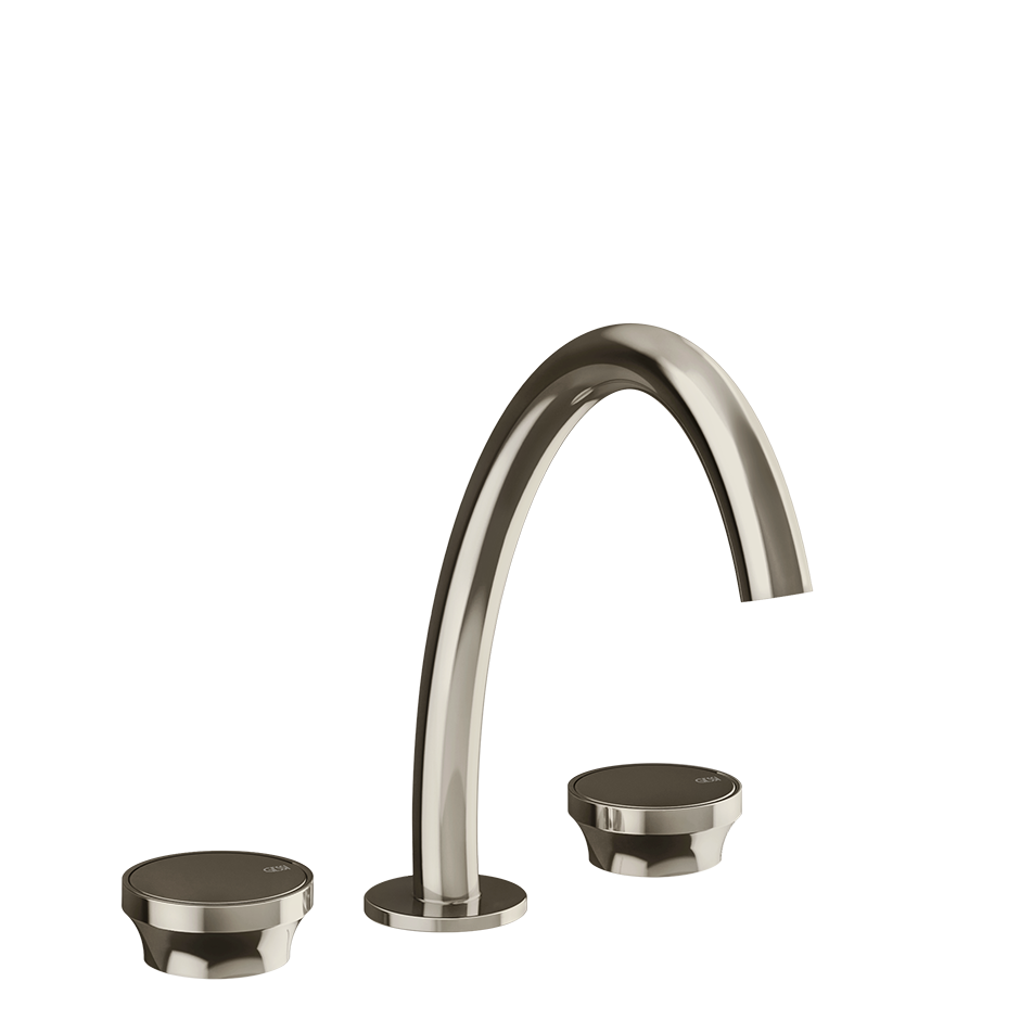 Gessi Origini Three-Piece Medium Basin Tap Set (No Waste) - Nickel PVD PF66014-720