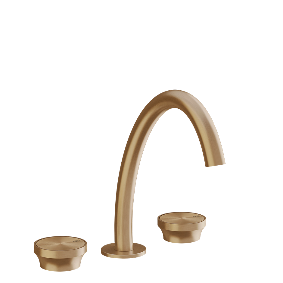 Gessi Origini Three-Piece Medium Basin Tap Set (No Waste) - Warm Bronze Brushed PVD PF66014-726