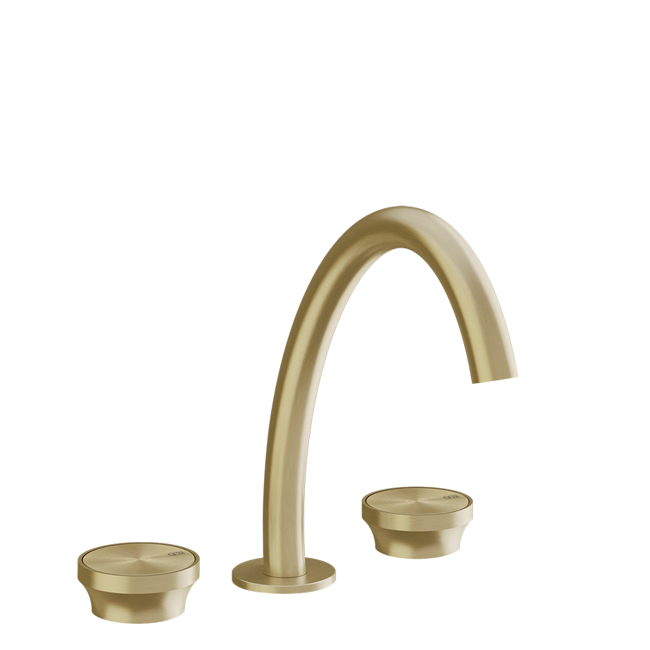 Gessi Origini Three-Piece Medium Basin Tap Set (No Waste) - Brass Brushed PVD PF66014-727
