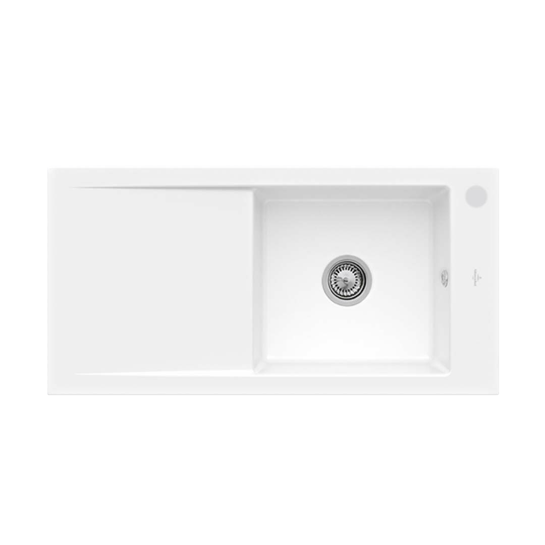 Villeroy & Boch 60 1000 Right Hand Sink with Drainer 1TH - Alpine White - 679001R1RTB