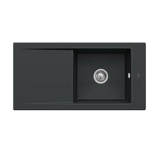 Villeroy & Boch 60 1000 Sink with Drainer - Pure Black - 679001R7CB