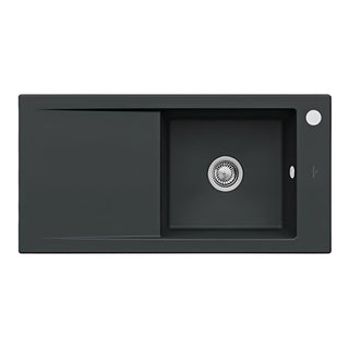 Villeroy & Boch 60 1000 Right Hand Sink with Drainer 1TH - Pure Black - 679001R7RTB