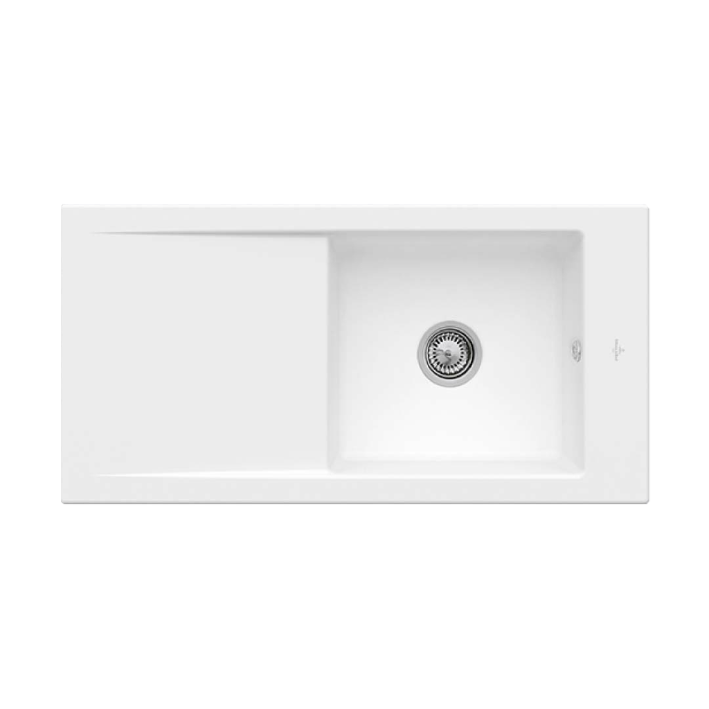 Villeroy & Boch 60 1000 Sink with Drainer - Stone White - 679001RWCB