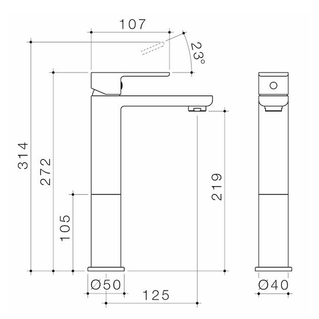 Caroma Luna Tower Basin Mixer - LF Brushed Nickel - 68183BN6AF