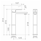 Caroma Luna Tower Basin Mixer - LF Brushed Nickel - 68183BN6AF