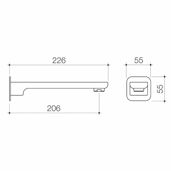 Caroma Luna Wall Basin/Bath Outlet - LF Satin Black - 68187BL6AF