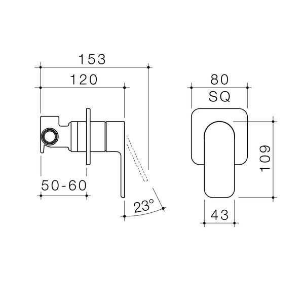 Caroma Luna II EasySwtich Wall Mixer (Includes In-Wall Body) - Satin Black 68201BL