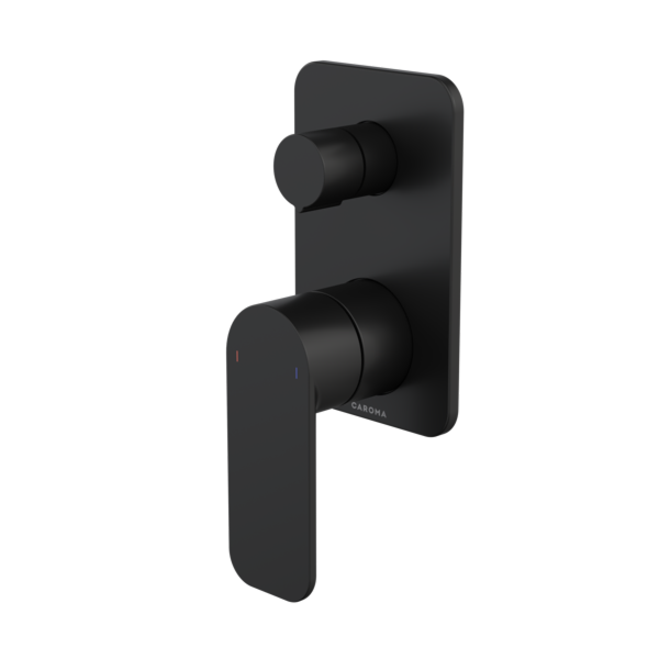 Caroma Luna II EasySwitch Bath/Shower Mixer with Diverter (Includes In-Wall Body) - Black 68202BL