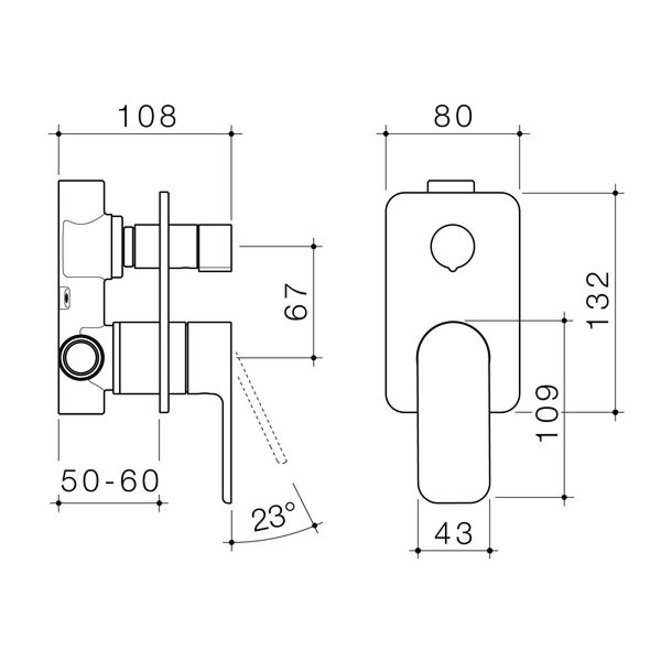 Caroma Luna II EasySwitch Bath/Shower Mixer with Diverter (Includes In-Wall Body) - Brushed Nickel 68202BN