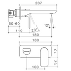 Caroma Luna II EasySwitch Wall Basin/Bath Mixer 180mm (Includes In-Wall Body) - LF Black 68203BL6AF