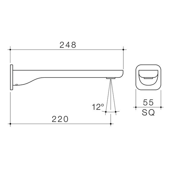 Caroma Luna II Basin/Bath Outlet 220mm - LF Brushed Nickel 68206BN6AF