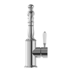 Nero York Basin Mixer With White Porcelain Lever - Chrome - NR69210101CH