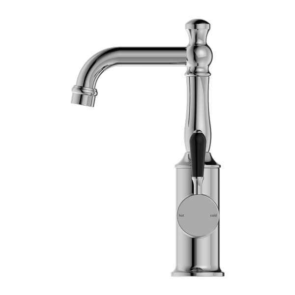 Nero York Basin Mixer With Black Porcelain Lever - Chrome - NR69210103CH