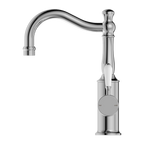 Nero York Basin Mixer Hook Spout With White Porcelain Lever - Chrome - NR69210201CH