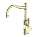 Nero York Basin Mixer Hook Spout With Metal Lever - Aged Brass - NR69210202AB