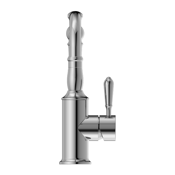Nero York Basin Mixer Hook Spout With Metal Lever - Chrome - NR69210202CH
