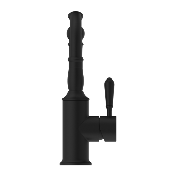 Nero York Basin Mixer Hook Spout With Metal Lever - Matte Black - NR69210202MB