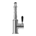 Nero York Basin Mixer Hook Spout With Black Porcelain Lever - Chrome - NR69210203CH