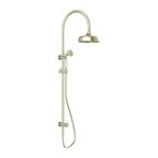 Nero York Twin Shower With White Porcelain Hand Shower - Aged Brass - NR69210501AB