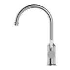 Nero York Kitchen Mixer Gooseneck Spout With White Porcelain Lever - Chrome - NR69210601CH