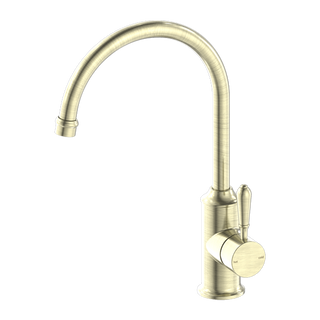 Nero York Kitchen Mixer Gooseneck Spout With Metal Lever - Aged Brass - NR69210602AB