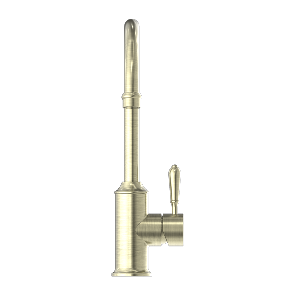 Nero York Kitchen Mixer Gooseneck Spout With Metal Lever - Aged Brass