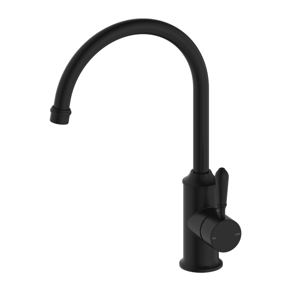 Nero York Kitchen Mixer Gooseneck Spout With Metal Lever - Matte Black - NR69210602MB