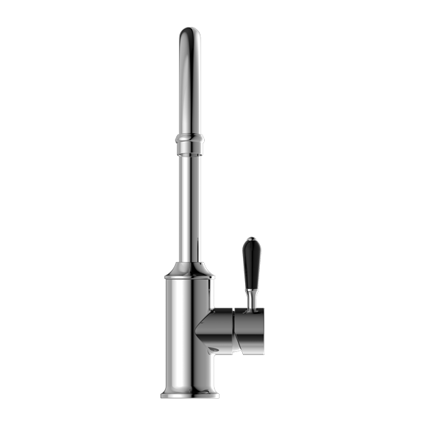 Nero York Kitchen Mixer Gooseneck Spout With Black Porcelain Lever - Chrome - NR69210603CH