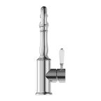 Nero York Kitchen Mixer Hook Spout With White Porcelain Lever - Chrome - NR69210701CH