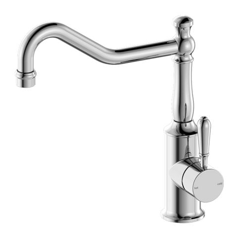 Nero York Kitchen Mixer Hook Spout With Metal Lever - Chrome