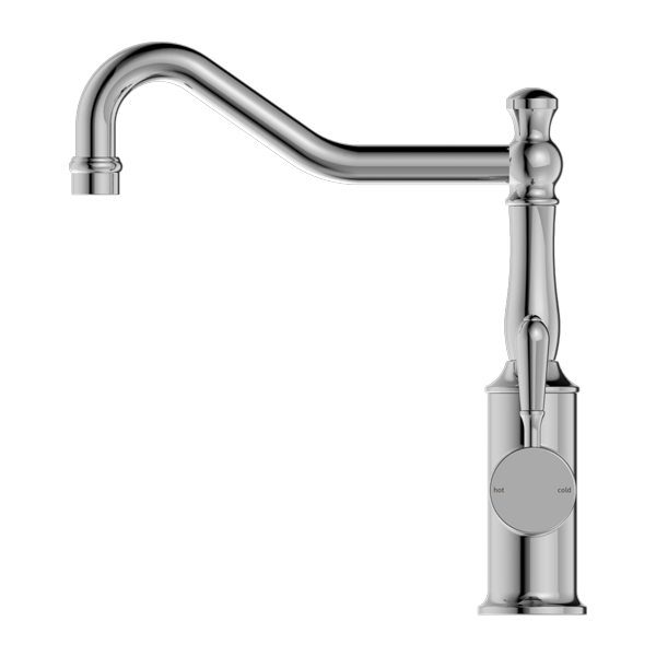 Nero York Kitchen Mixer Hook Spout With Metal Lever - Chrome