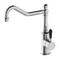 Nero York Kitchen Mixer Hook Spout With Black Porcelain Lever - Chrome - NR69210703CH