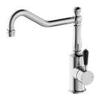 Nero York Kitchen Mixer Hook Spout With Black Porcelain Lever - Chrome - NR69210703CH
