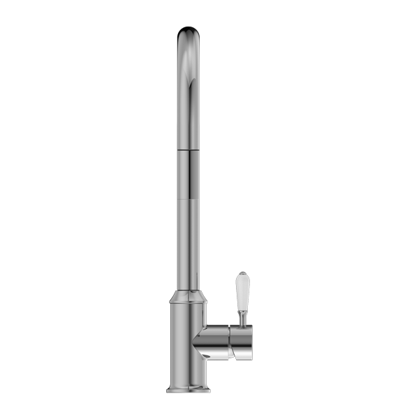 Nero York Pull Out Sink Mixer With Vegie Spray Function With White Porcelain Lever - Chrome - NR69210801CH