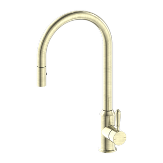 Nero York Pull Out Sink Mixer With Vegie Spray Function With Metal Lever - Aged Brass - NR69210802AB