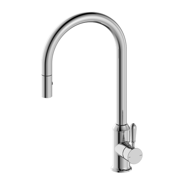Nero York Pull Out Sink Mixer With Vegie Spray Function With Metal Lever - Chrome