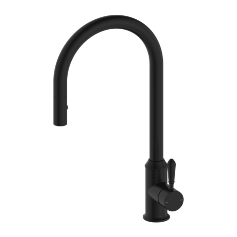 Nero York Pull Out Sink Mixer With Vegie Spray Function With Metal Lever - Matte Black