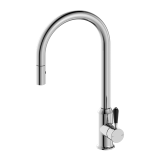 Nero York Pull Out Sink Mixer With Vegie Spray Function With Black Porcelain Lever - Chrome - NR69210803CH