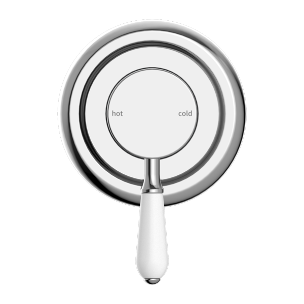 Nero York Shower Mixer With White Porcelain Lever - Chrome - NR69210901CH