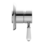 Nero York Shower Mixer With White Porcelain Lever - Chrome - NR69210901CH